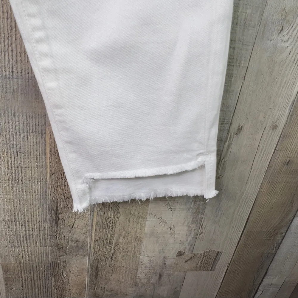 EVIDNT Los Angeles Size 29 Orsay Slim Asymmetrical Raw Cut Hem White Denim Jeans - Image 6