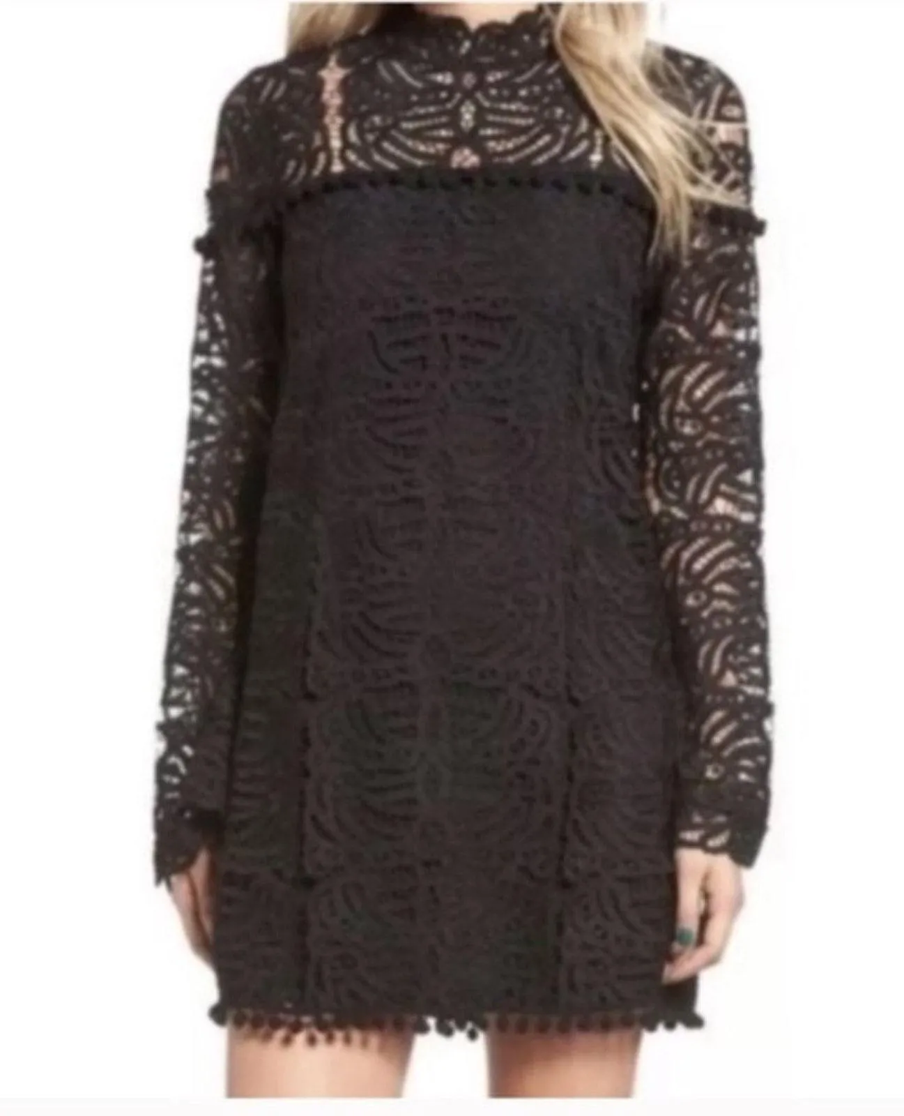 NWT Tularosa Matilda lace pom pom mock neck dress - Image 5