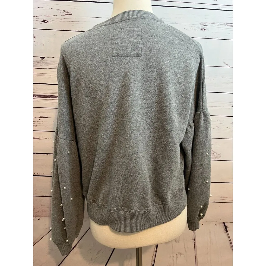Hollister Sweatshirt Pullover Medium‎ Gray Beaded Long sleeves Preppy 90s Y2K - Image 2