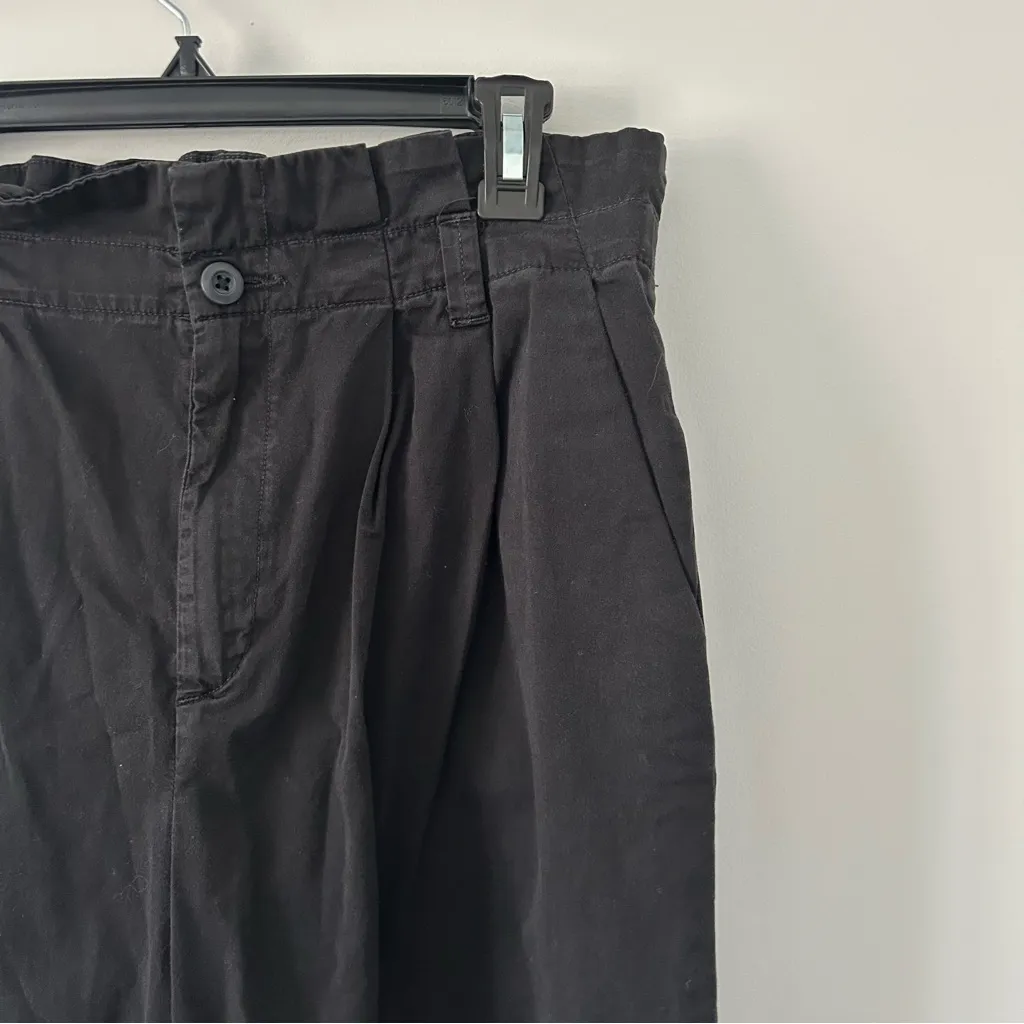 Everlane The Paper Bag Organic Cotton Super High Rise Wide Leg Chino Pants Black - Image 3