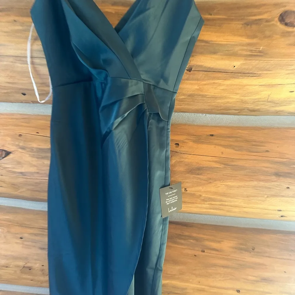 Lulus Hot Night Out Teal Green Satin Surplice Faux - Image 5