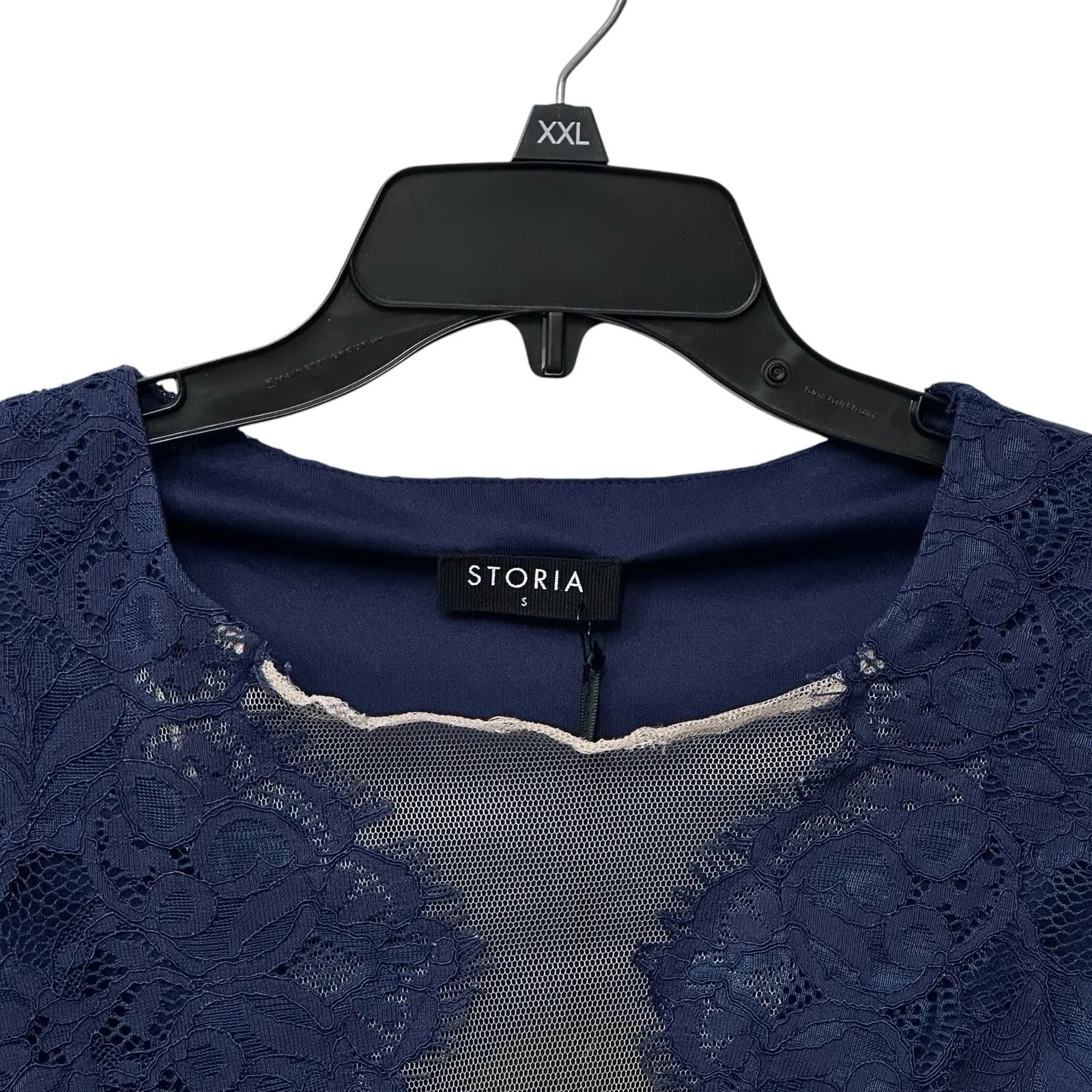 Storia Blue Lace Boutique Dress with‎ V- Neck & Short Sleeves Size Small NWT - Image 4