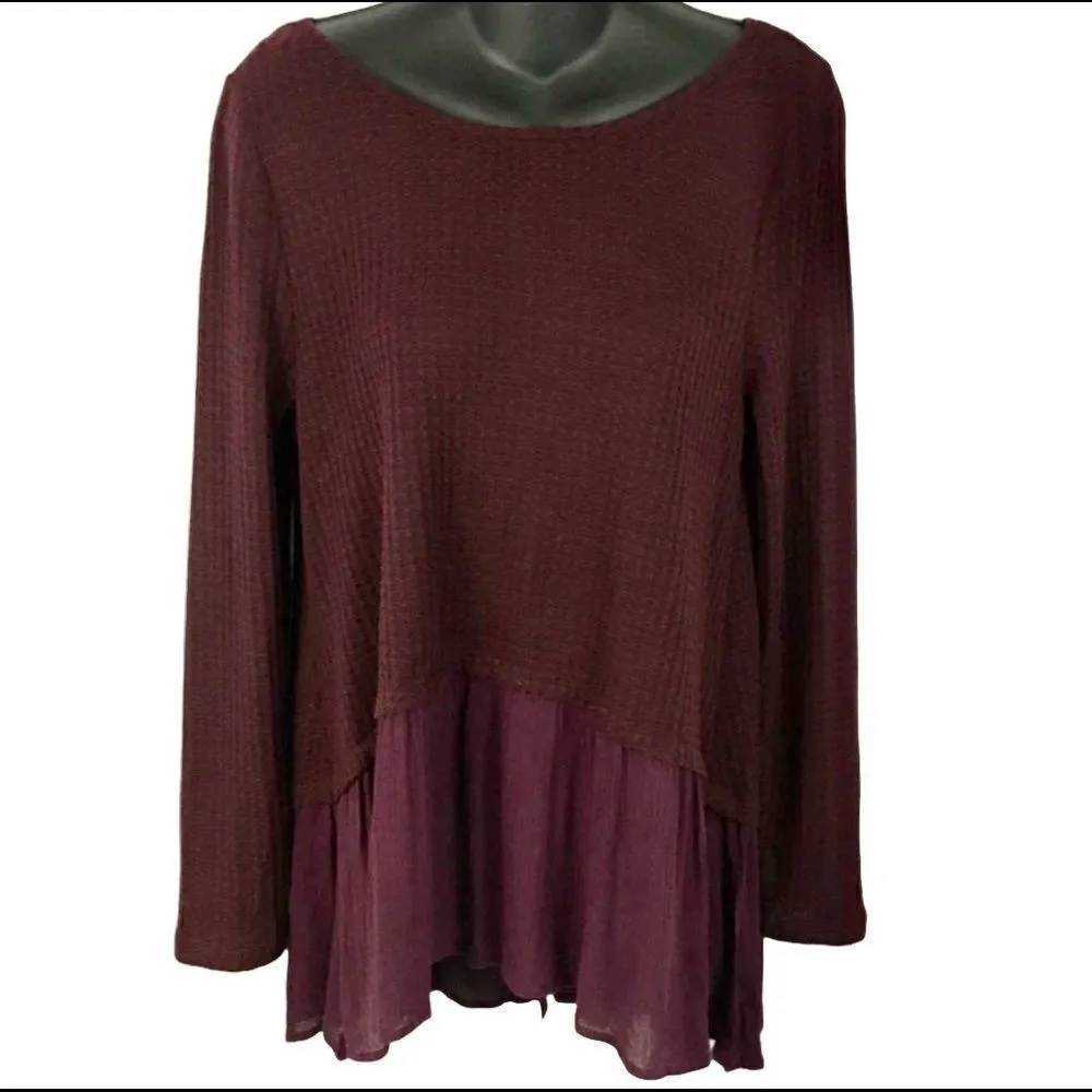 Umgee oversized maroon boho skirted sweater small - Image 2