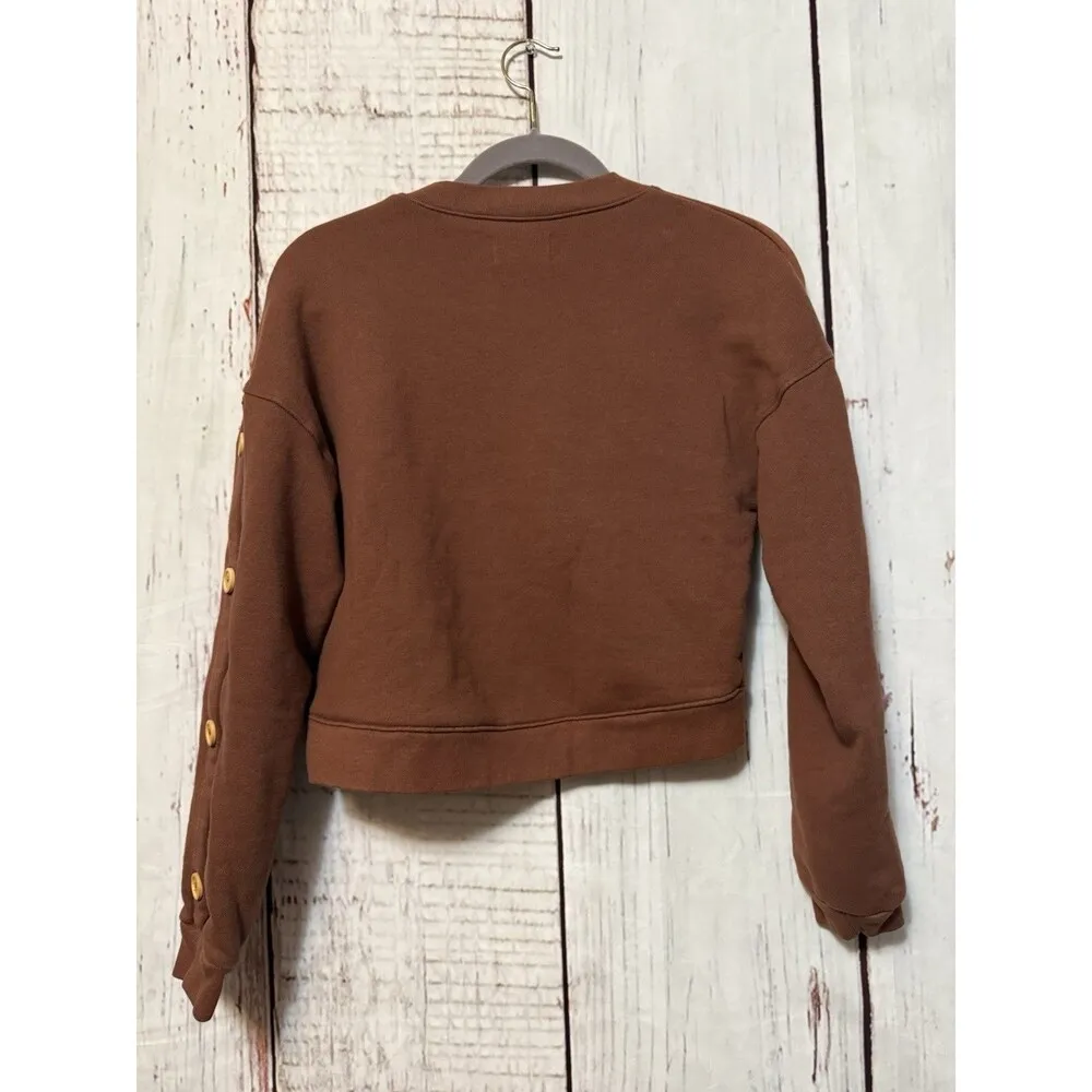 MATE The Label Harvey Cotton Pullover Crewneck Sweater Casual Brown Size XS - Image 2
