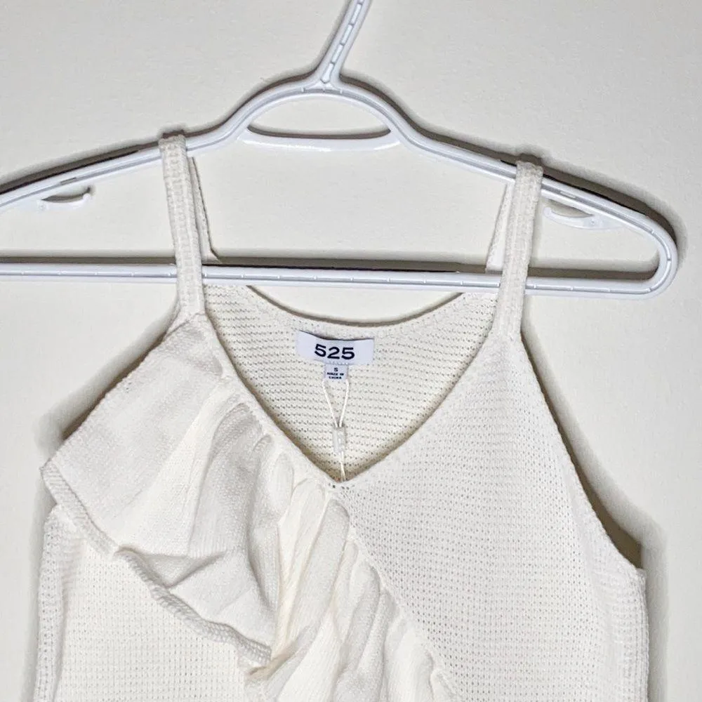 525 America cream ruffle front sweater tank sz S - Image 5