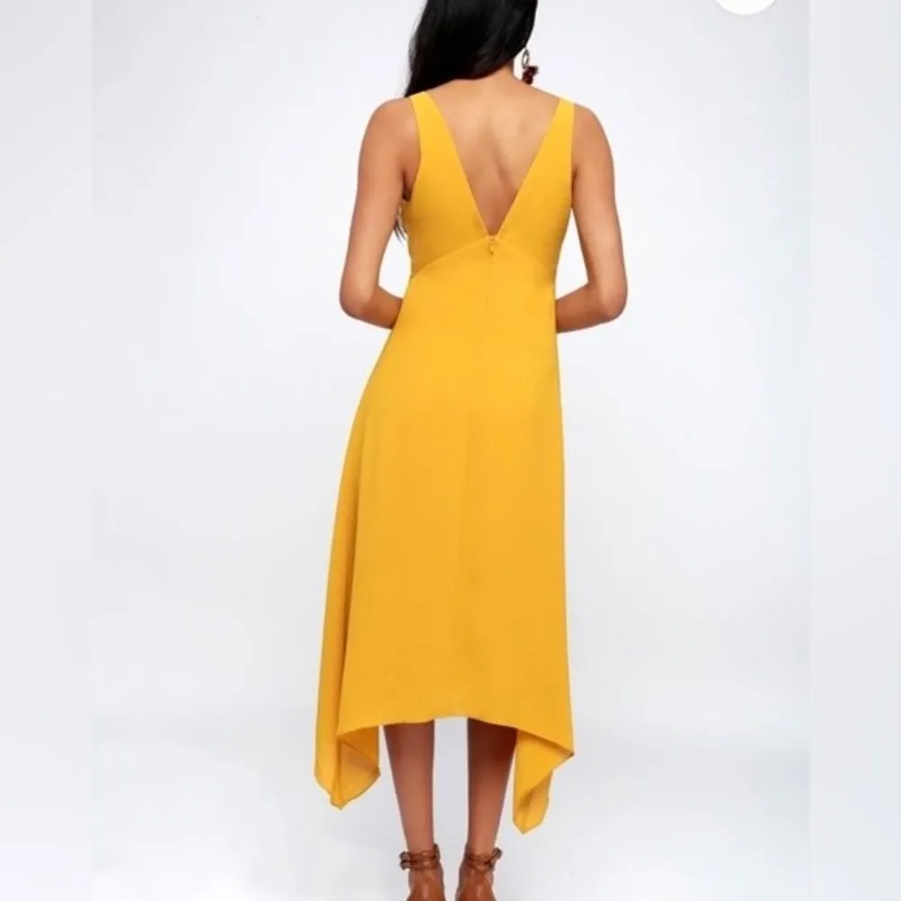 Beautiful mustard yellow flowing ruffle midi dress size small NWOT - Image 4