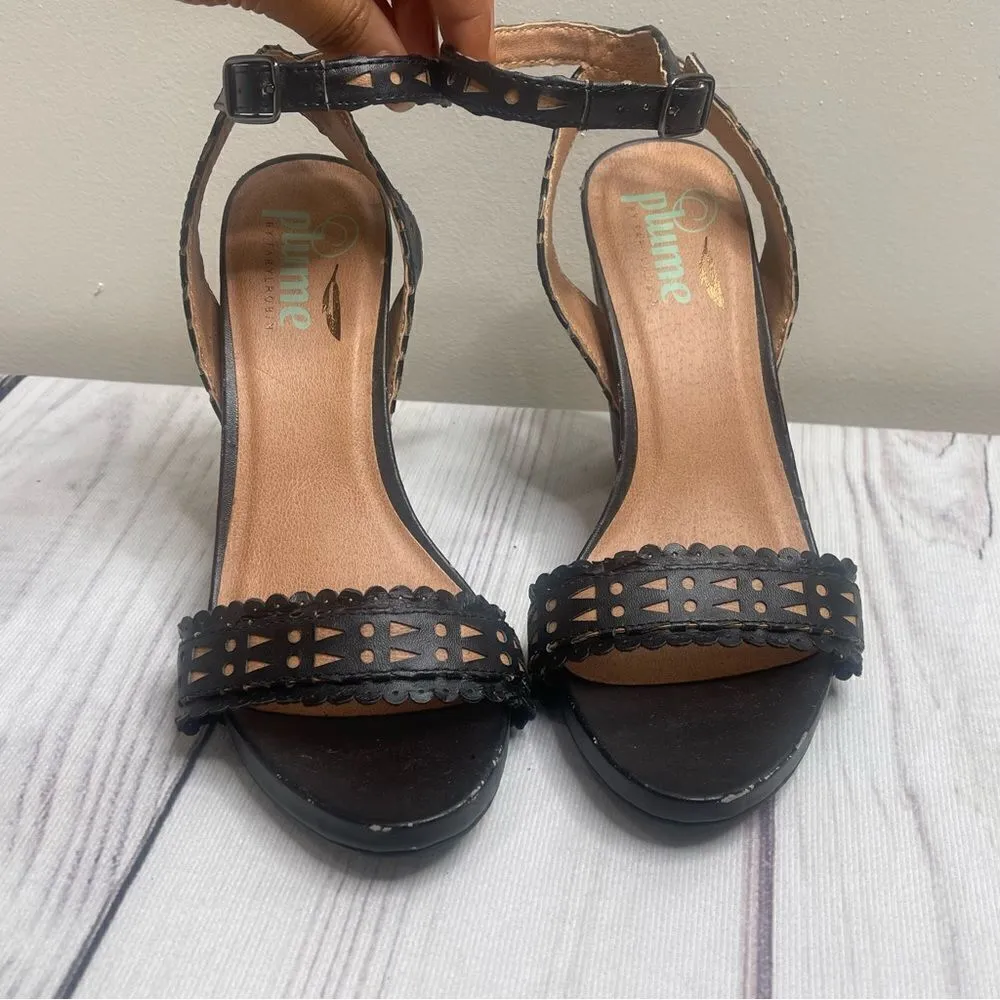 Plume by Farylrobin Black Slingback Chunky 4'' Pumps Block Heels Womens Size 7.5 - Image 9