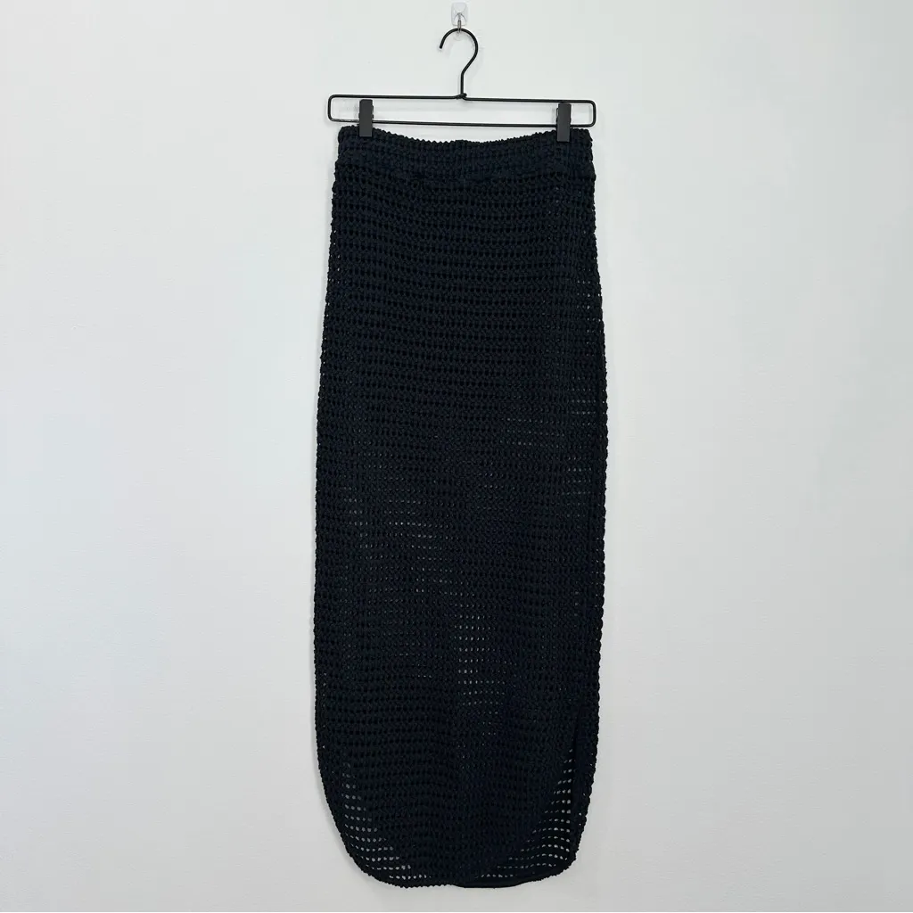 Rita Row Crochet Knit Set Leaf Top & Sprout Skirt Black size Small - Image 6