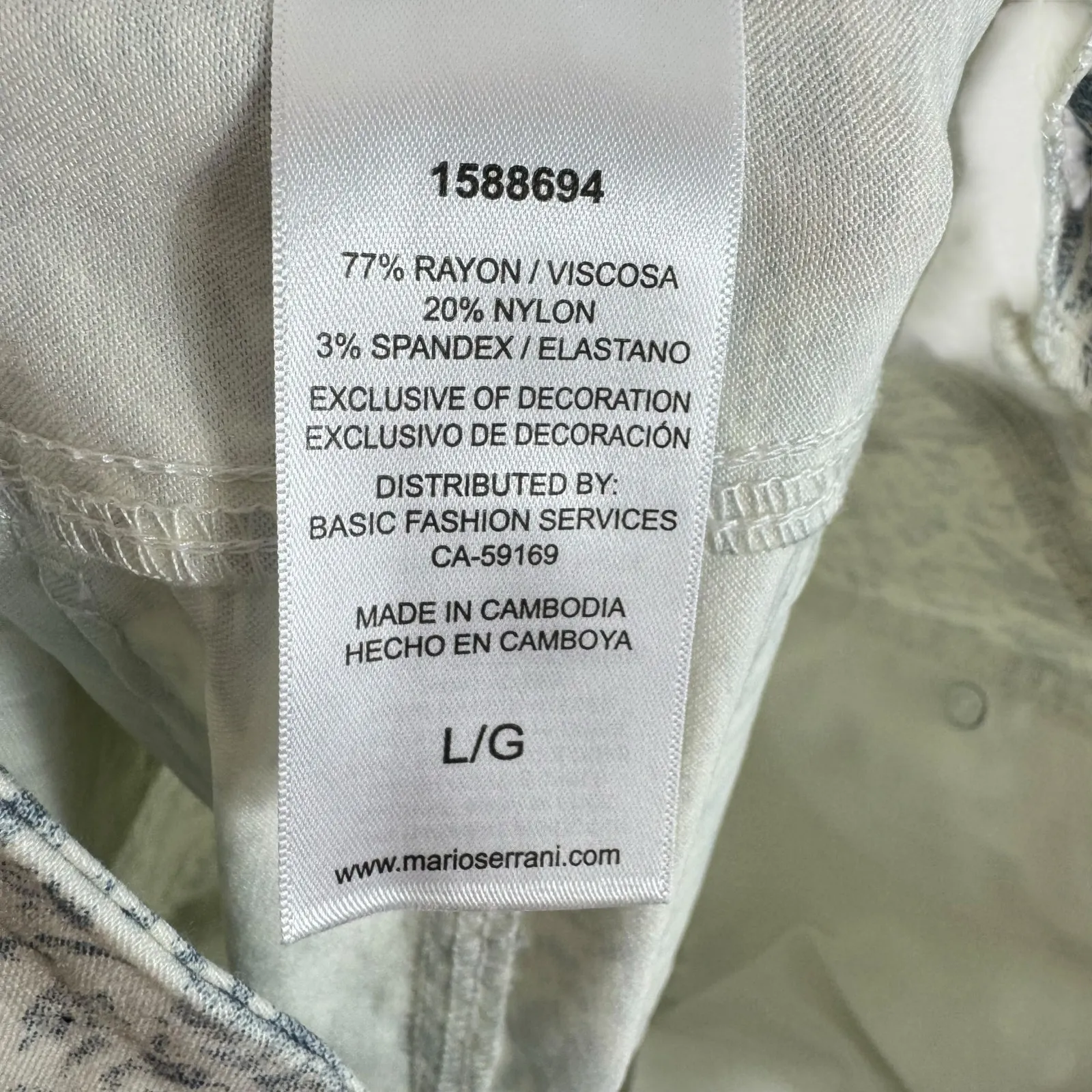 Mario Serrani Italy Blue White Floral High Rise Stretchy Pull On Capri Pants L - Image 5