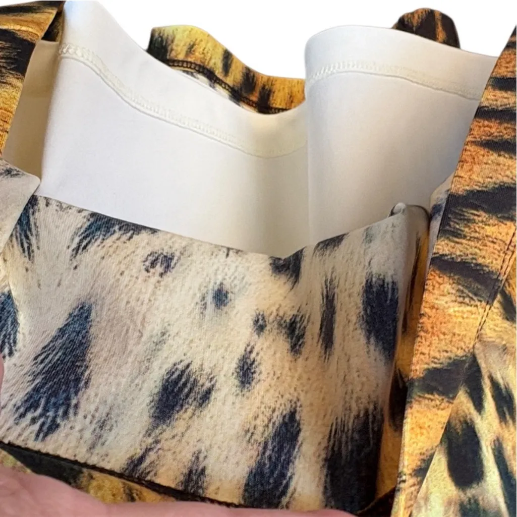 Chico's EUC  Ornate Jewel Chain Leopard Pattern Shift Midi Dress Size Medium - Image 7