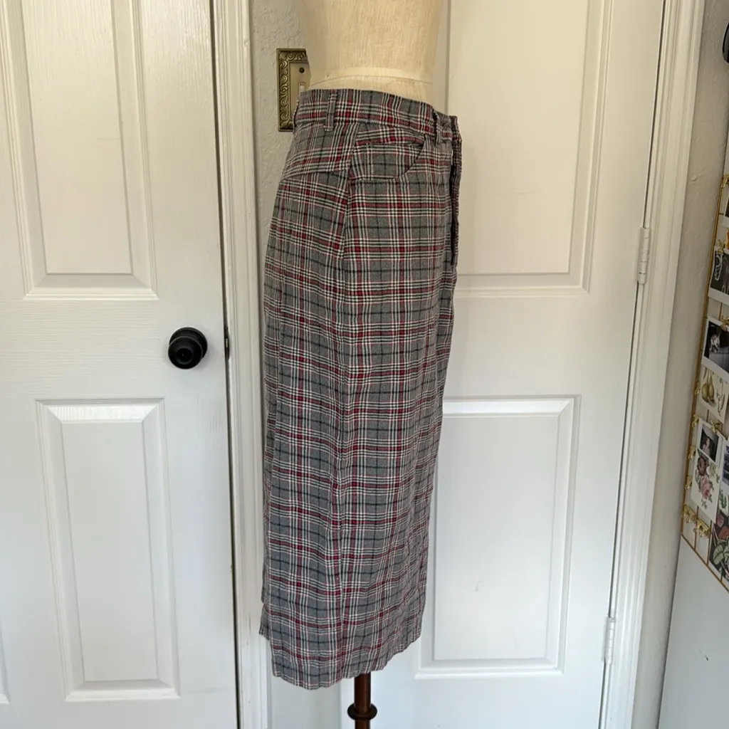Vintage plaid denim midi skirt Gray Size 10 - Image 4
