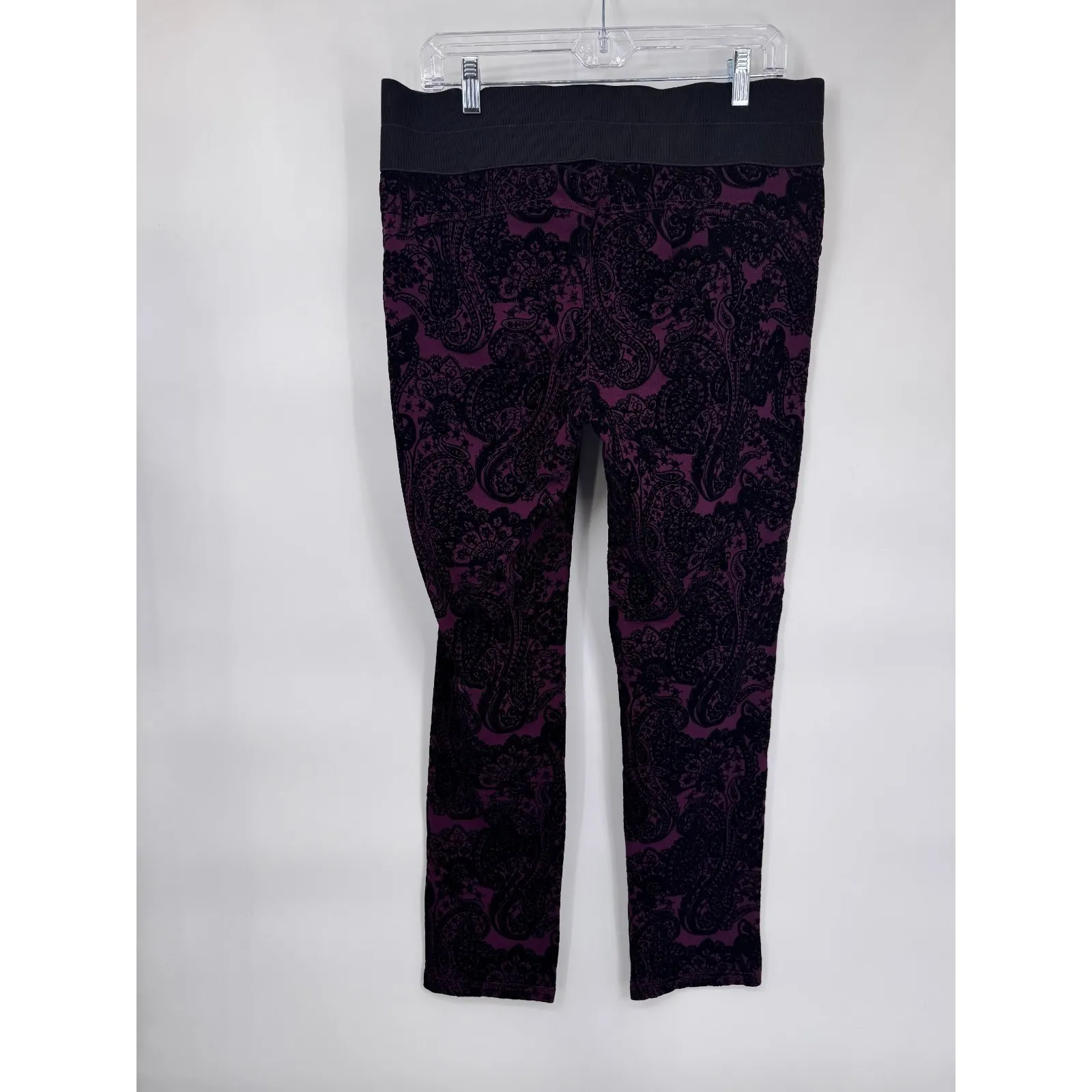 One 5 One Maternity Pants Womens Large Purple Black Velvet Halloween Whimsigoth - Image 5