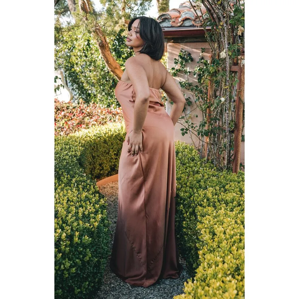 Show Me Your Mumu Taylor Tube Maxi Dress in Copper Luxe Satin XS - Image 2