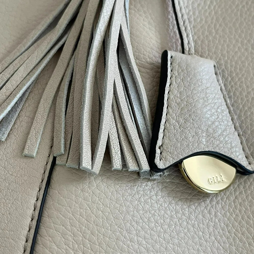 G.I.L.I Got it Love It Cream Pebbled‎ Leather Convertible Handbag Crossbody - Image 13