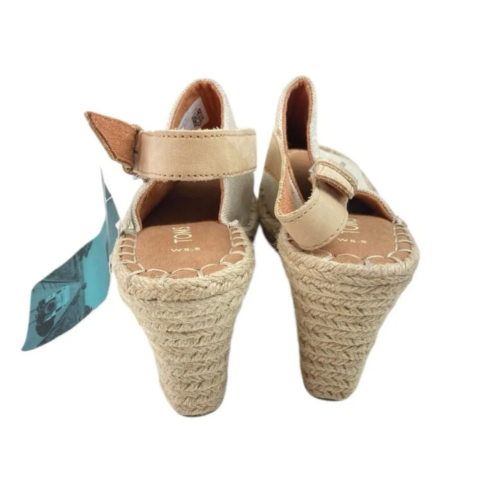 *New TOMS Monica Espadrille Wedge Sandal Womens 5.5 Natural Boho Beach Travel - Image 8