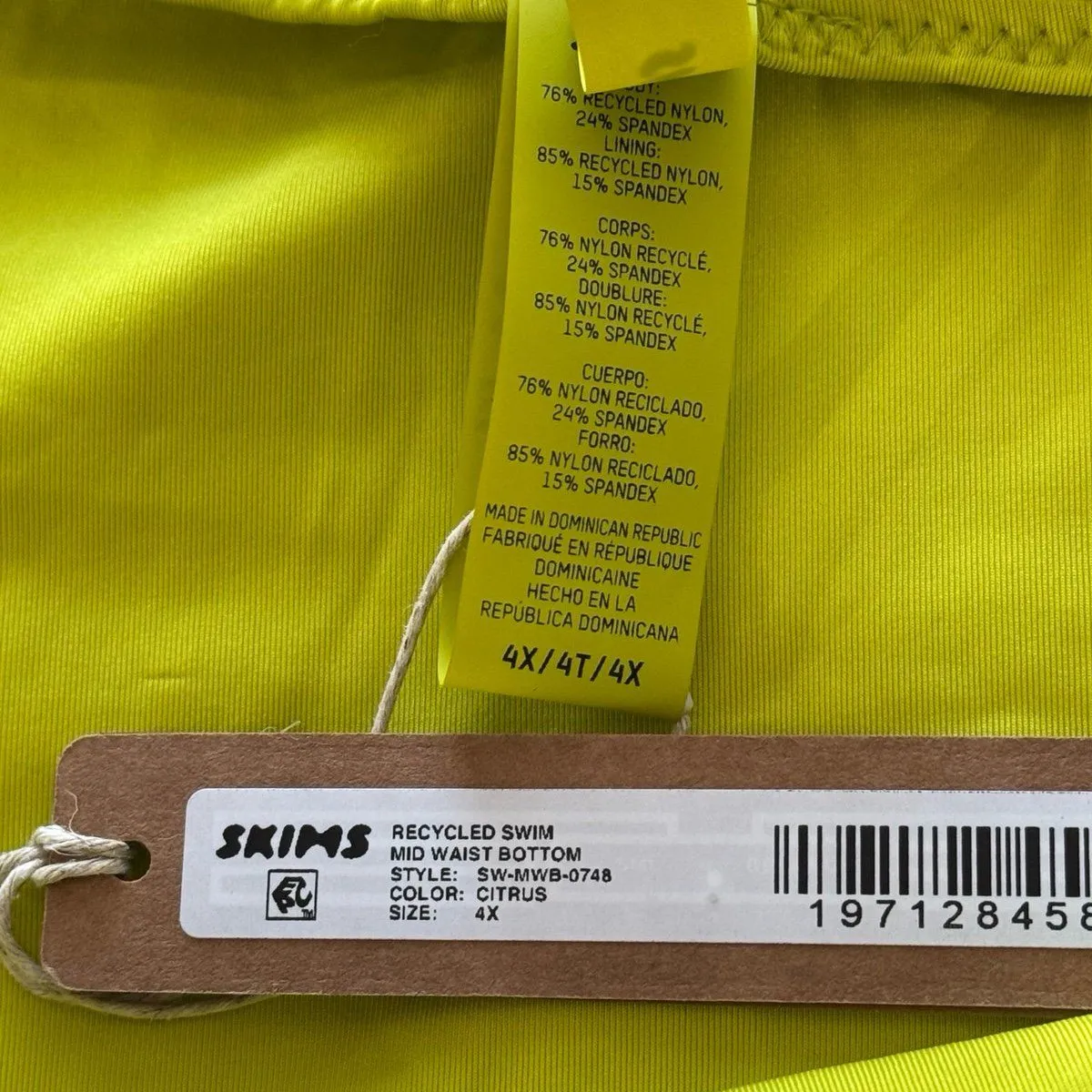 Skims Signature Swim Mid Waist Bottom Citrus Size 4X - Image 8