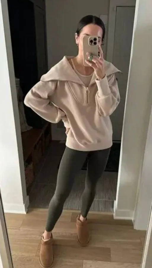 VARLEY Vine Ottoman Half Zip Pullover in Taupe Marl Size XX-Small - Image 13