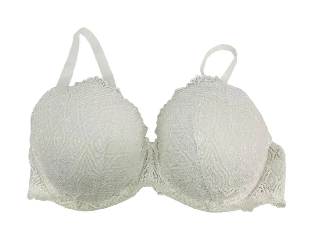 Curve Muse Lace Overlay Underwire Lined Bra 42D White Size undefined - Image 8