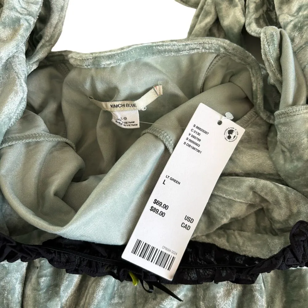 Urban Outfitters Kimchi Blue Jill Light Green Velvet Coquette Mini Dress Large - Image 4