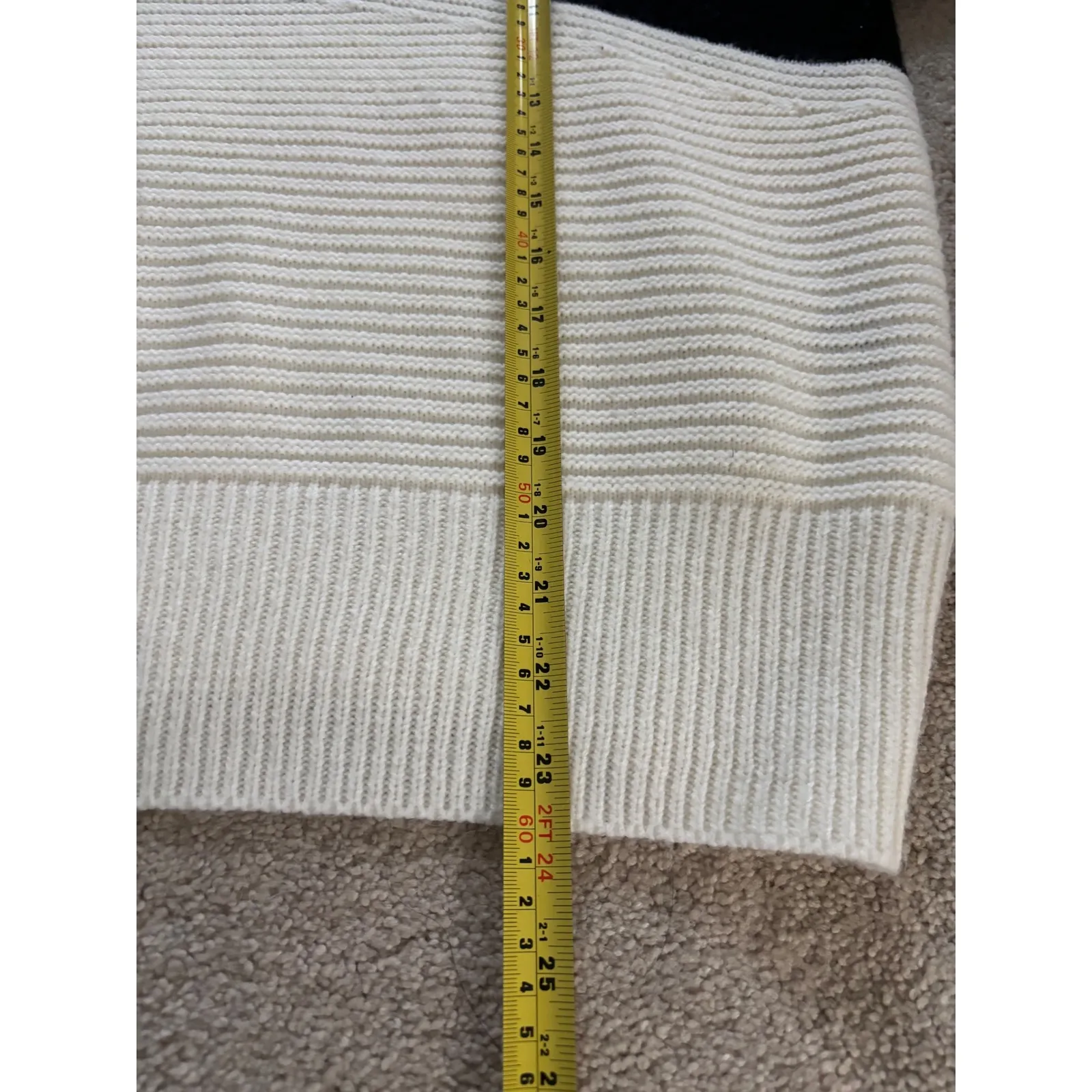 SHEIN Black Cream Colorblock Ribbed Knit Sweater Long Sleeve Mock Neck Size S - Image 6