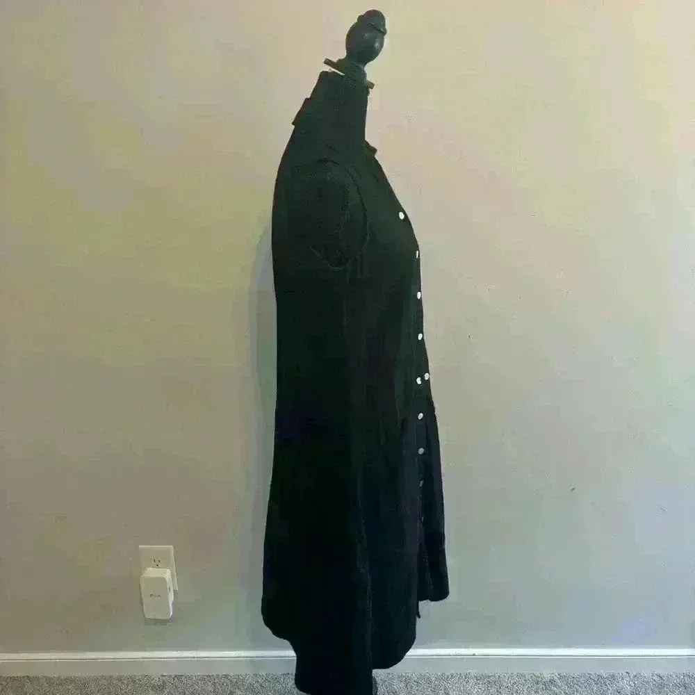 For Cynthia Womens Sz XS Black Linen Dress Button Front Pockets Asymmetrical Hem - Image 3