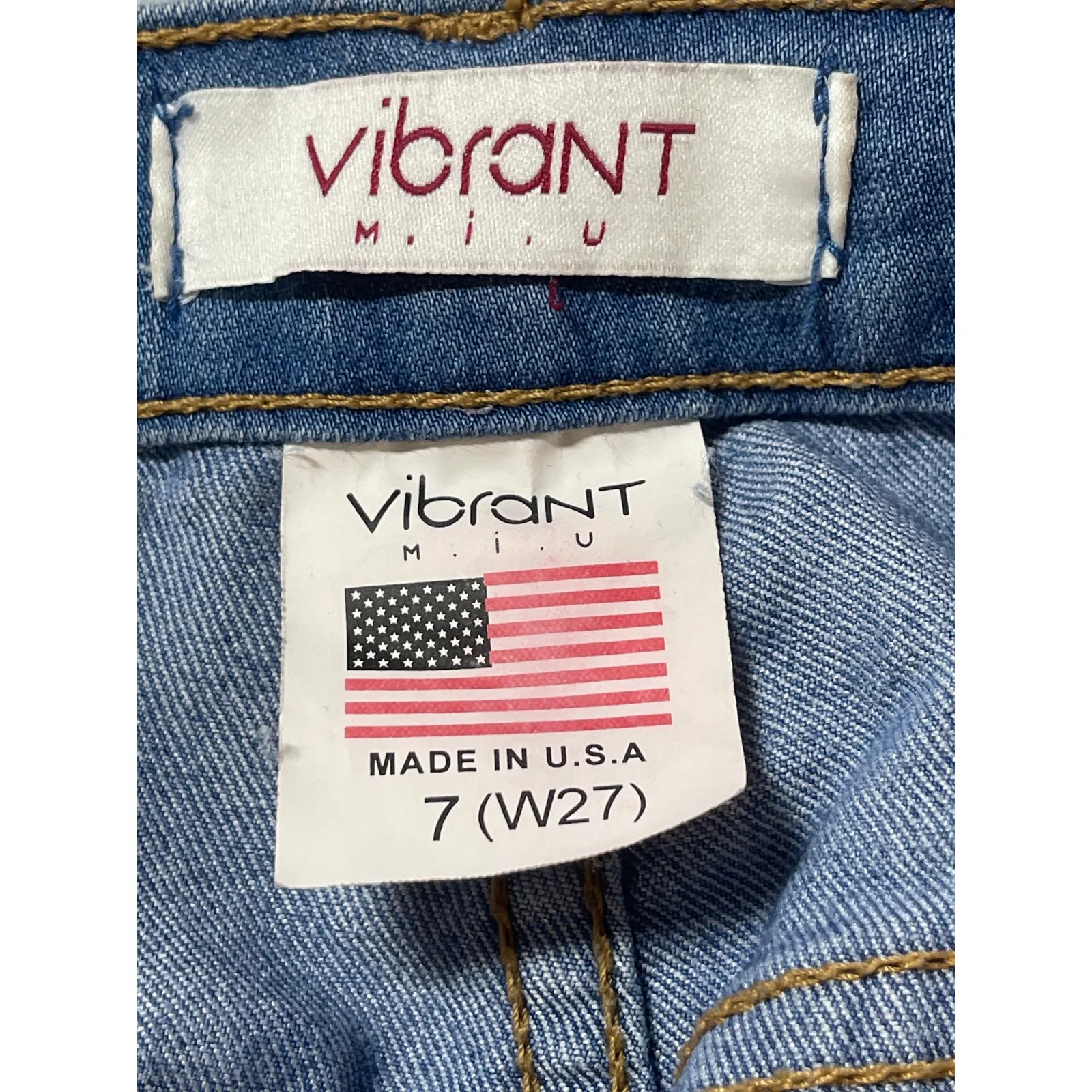 Vibrant M.I.U Womens Blue High Rise Flare Bootcut Bell Bottom Denim Jeans Size 7 - Image 5