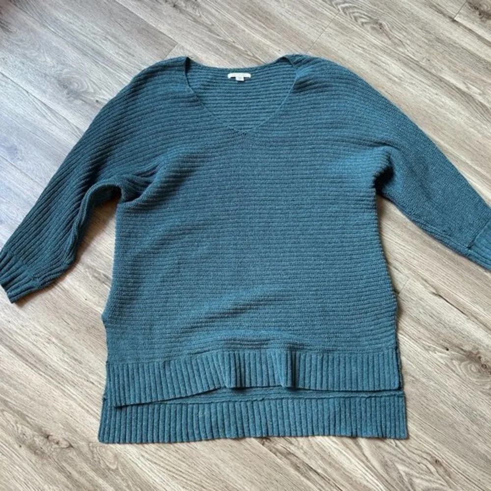 American Eagle Chenille Oversized Chunky V-Neck Sweater Teal Size M - Image 3
