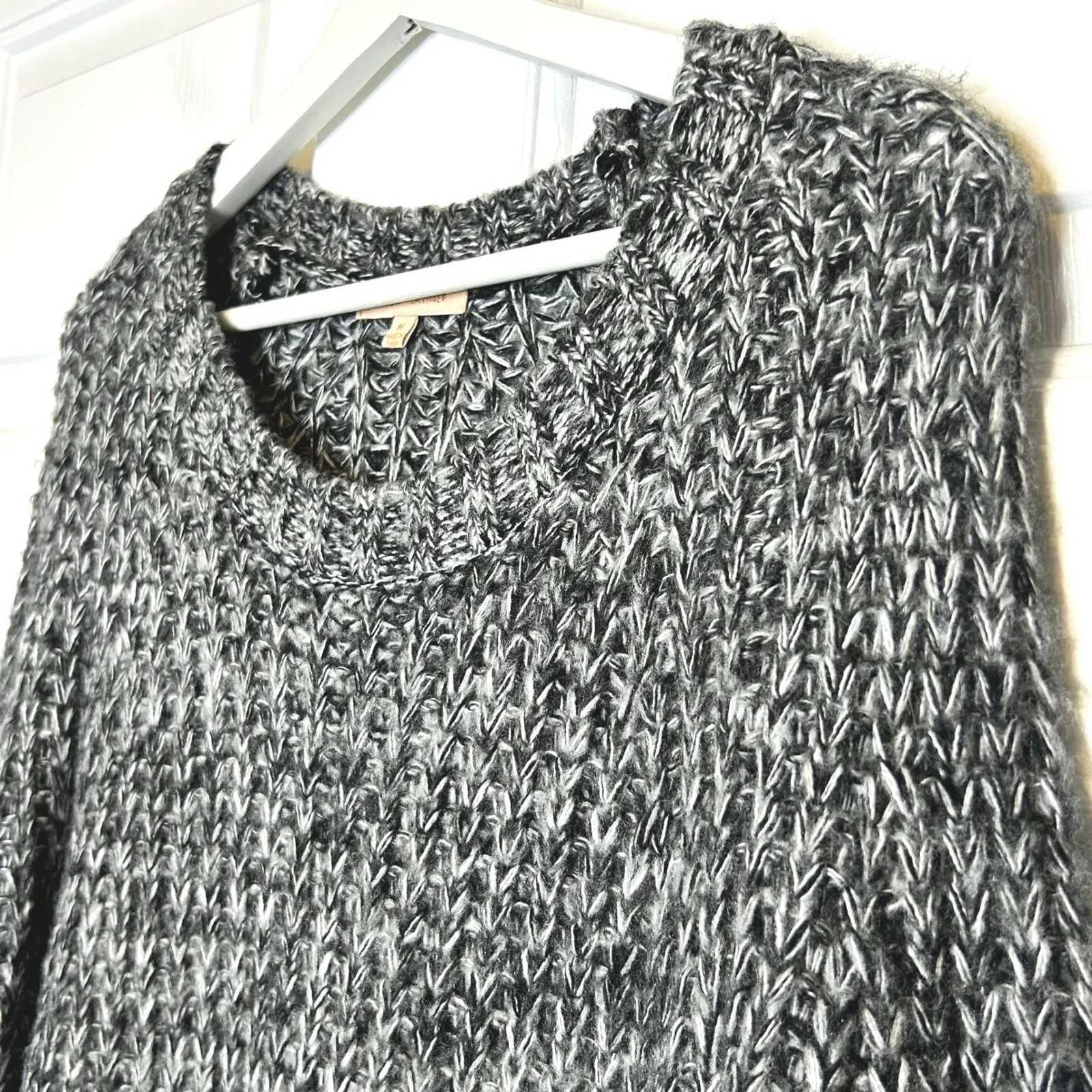 Gibson + Latimer Black White Marled Knit Lace Trim Tunic Sweater Dress Size M - Image 3