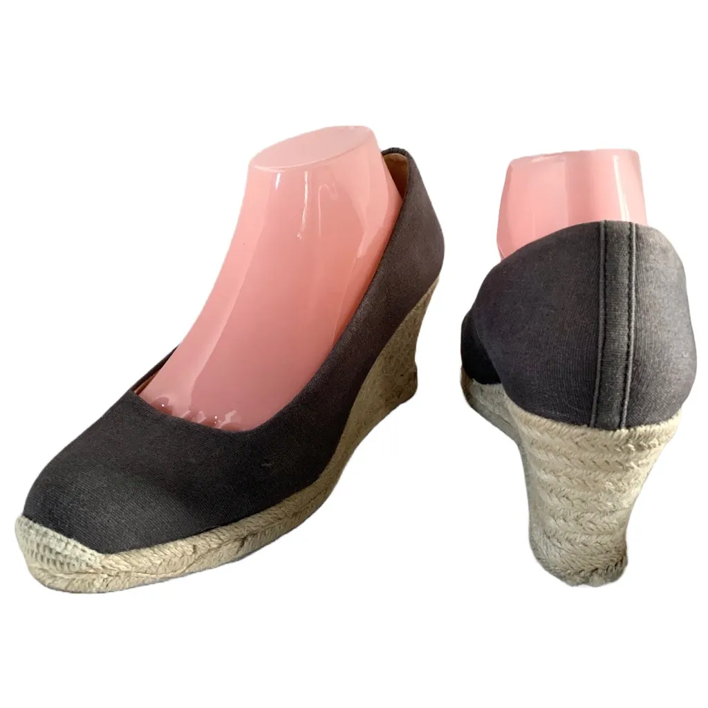 J. CREW GRAY "SEVILLE" CANVAS AND JUTE ESPADRILLE WEDGE HEELS (9.5) - Image 6