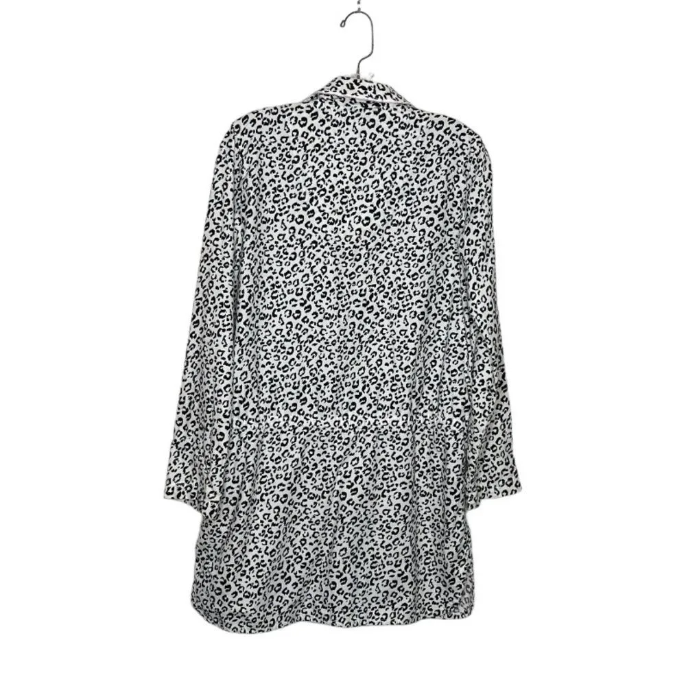 VICTORIAS SECRET WHITE Leopard Print Cotton Robe Anorak Tie Front Size Small - Image 7