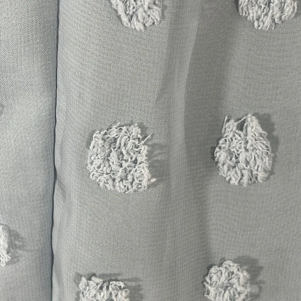 Simplee Mini Dress Light Blue Dot Long Sleeve Smocked S Small - Image 4