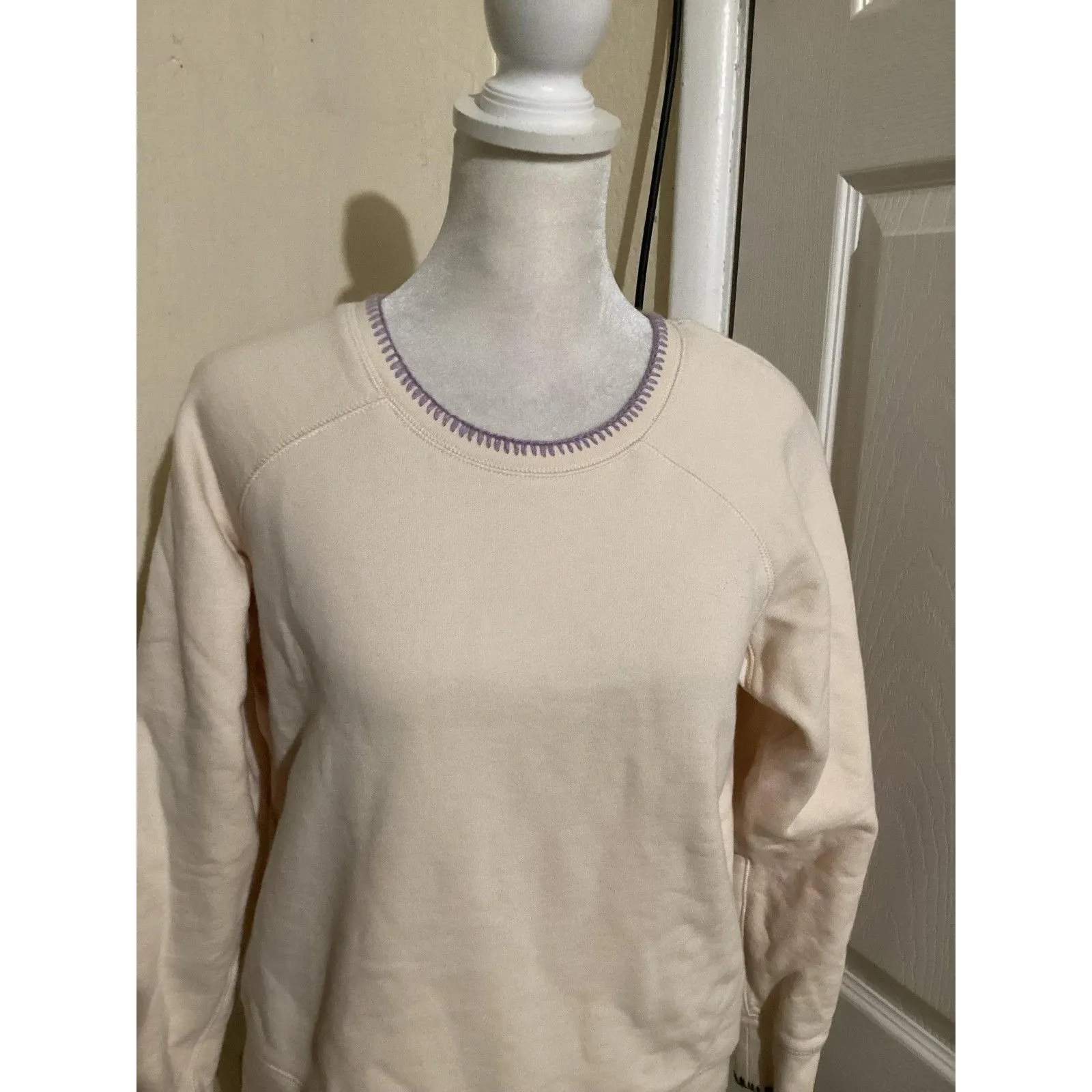 Madewell Sweatshirt Womens Small Shrunken Crewneck Pullover Cozy Purple Stitch - Image 3