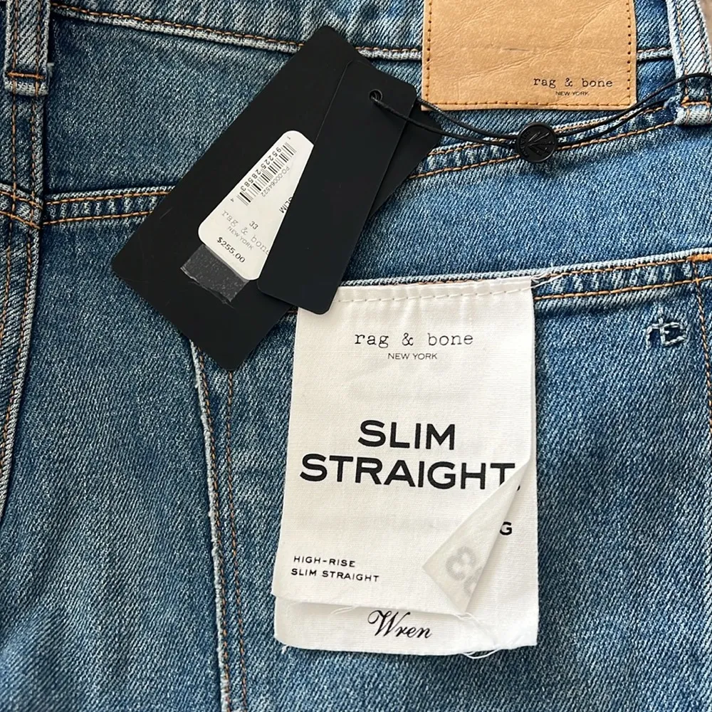 Rag & Bone Nina High-Rise Ankle Slim Straight Cigarette Jeans, Size 33 New w/Tag - Image 6