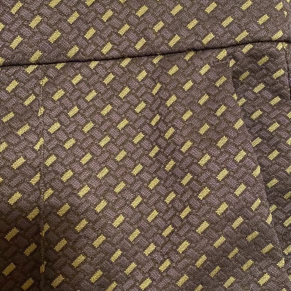 Luisa Cerano Jacquard Pants Black & Lime Geometric Size 8 - Image 2