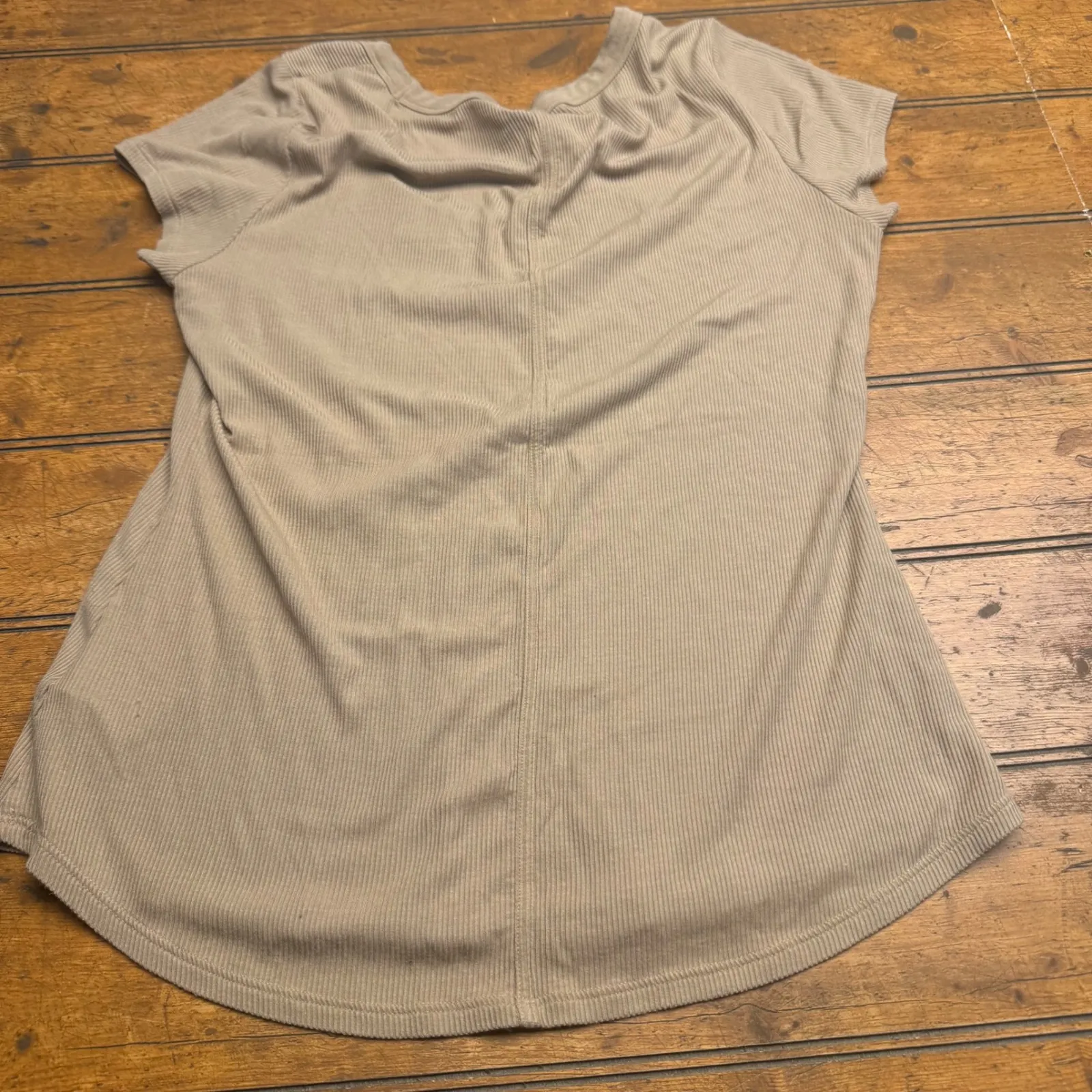 American Eagle Soft Sexy Ribbed Tee Shirt Taupe Short Sleeve Women's M Tan Size M - Image 4