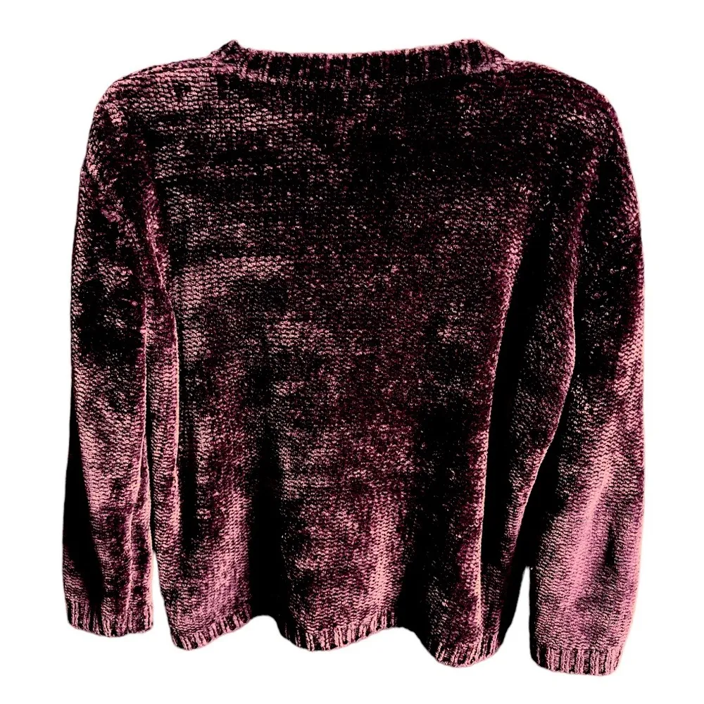 Topshop Oversized Chenille Sweater Burgundy Size 2 - Image 2