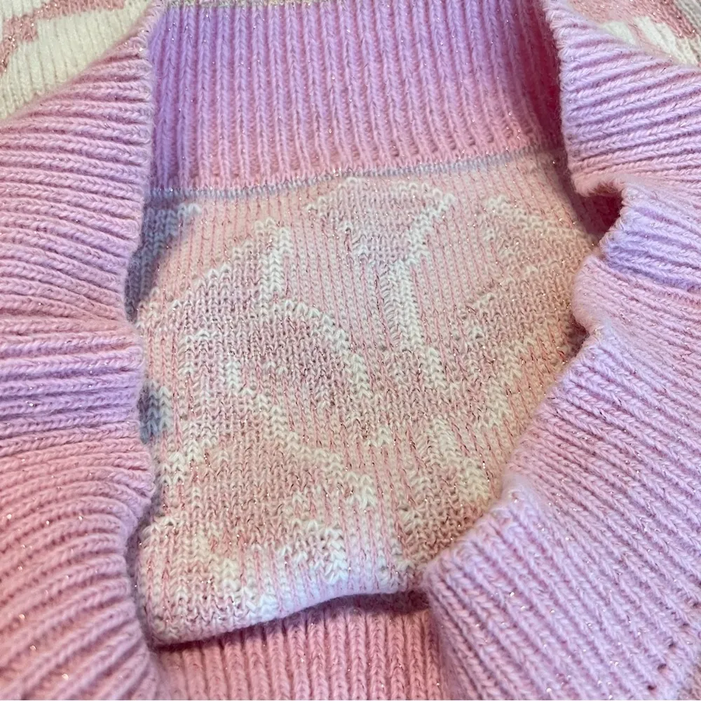 Vintage 80s 90s Cheryl Pink & White Geometric Sweater Approx Large Fairy Kei Size undefined - Image 10