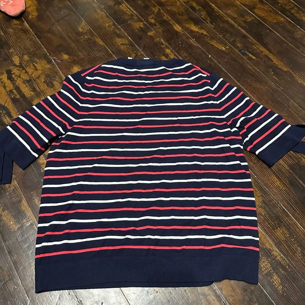 Draper James navy stripe bow short sleeve lightweight sweater - Image 4