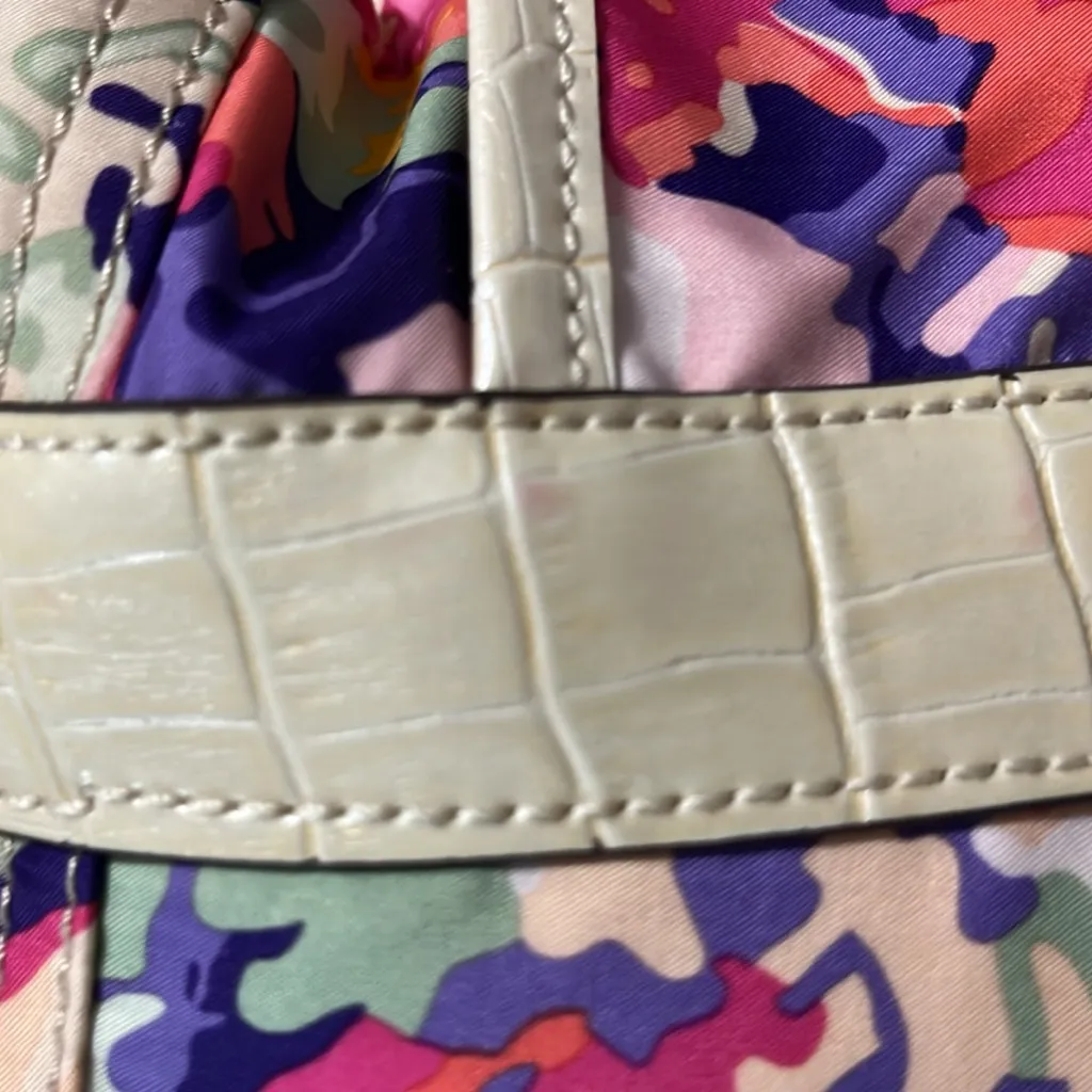 Sienna Ricchi Stella Shopper‎ Floral Medley Fabric Print Cream Moc Croc Trim Pink - Image 10