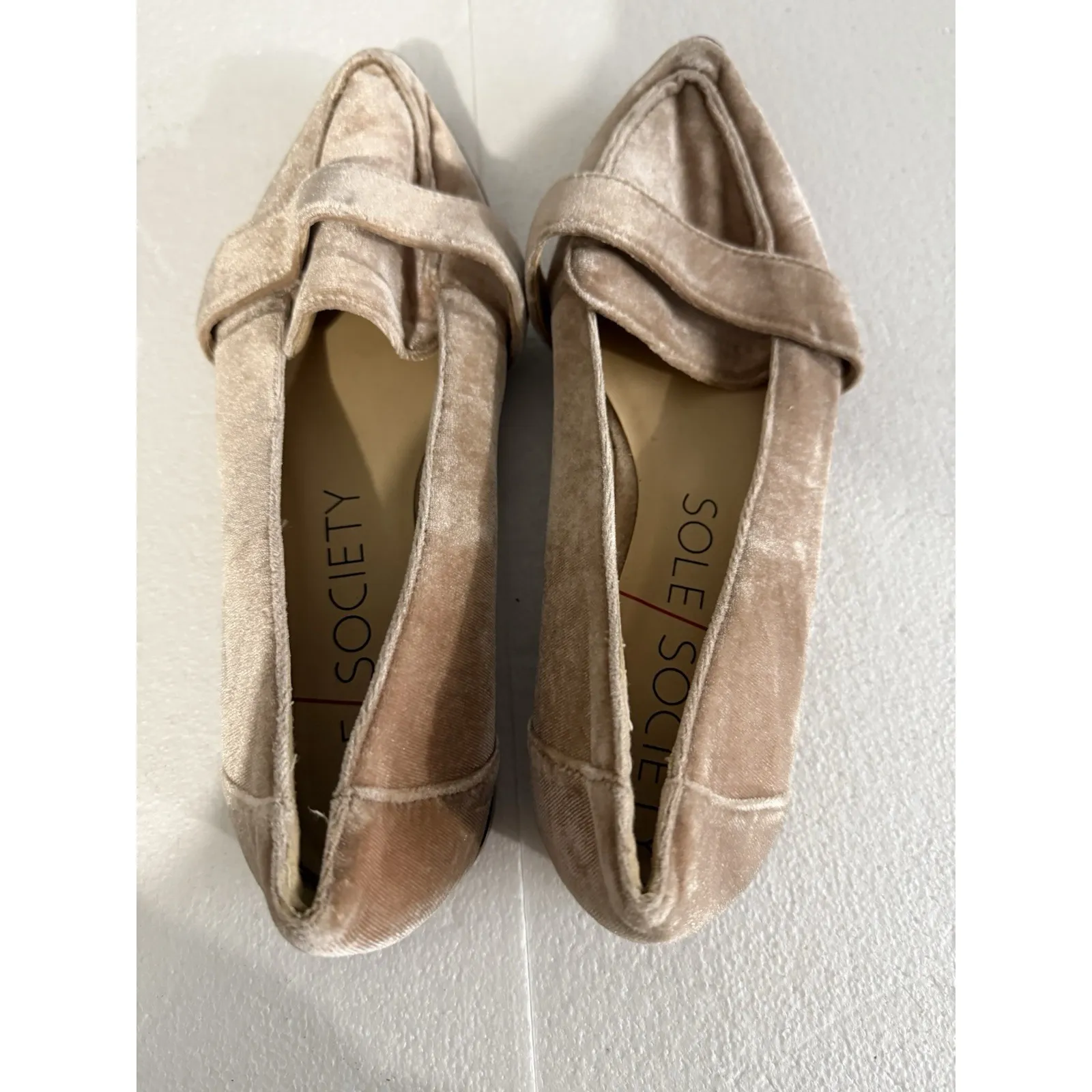Sole Society Edie Moonlight Pale Pink Velvet Loafers Flats Slip Ons 8 38.5 - Image 6