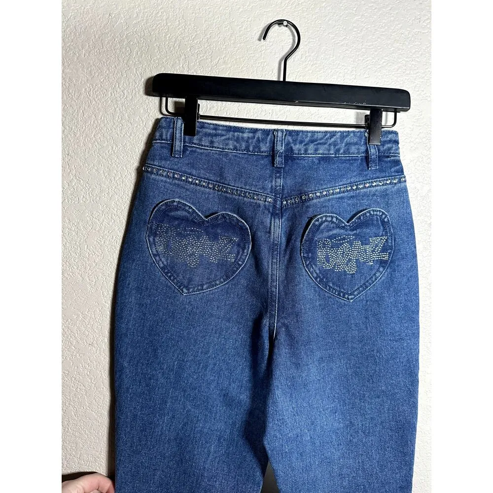 Lap Of Luxury Skinny Jeans Dolls Kill x Bratz Medium Dark Wash Small Raw Hem - Image 5