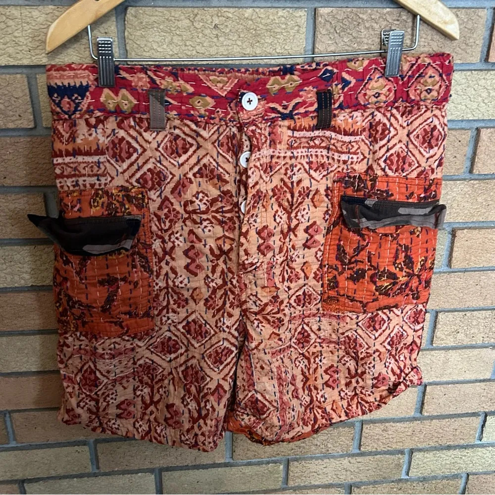 Free People  Dakota Skies Kanthi Camo Quilted Boho Shorts Size Large - Image 2