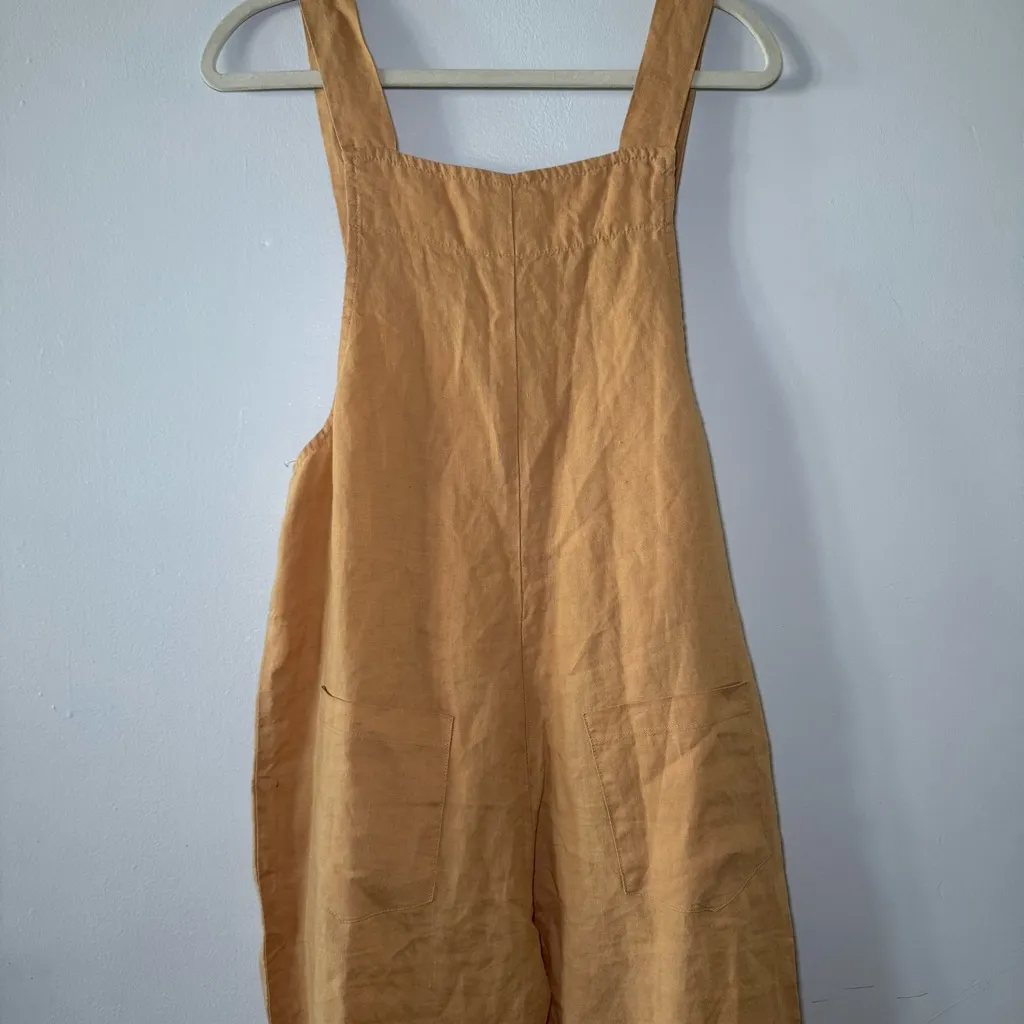 MATE The Label Maya‎ Linen Overalls Jumper Jumpsuit Apricot Peach Size M - Image 4