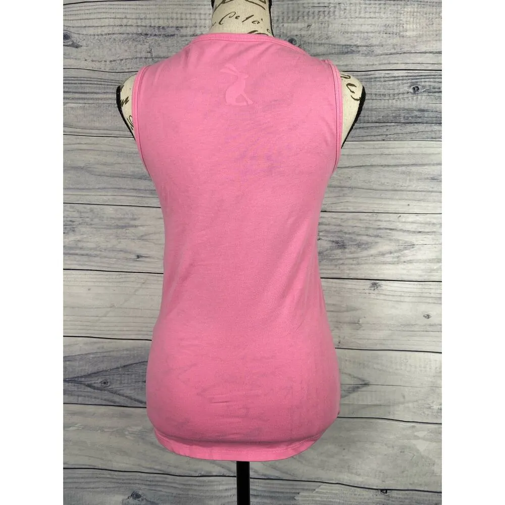 Joules Sleeveless Cotton Scoop Tank Top Women 2 Mimi Pink Bunny Logo Stretch - Image 4
