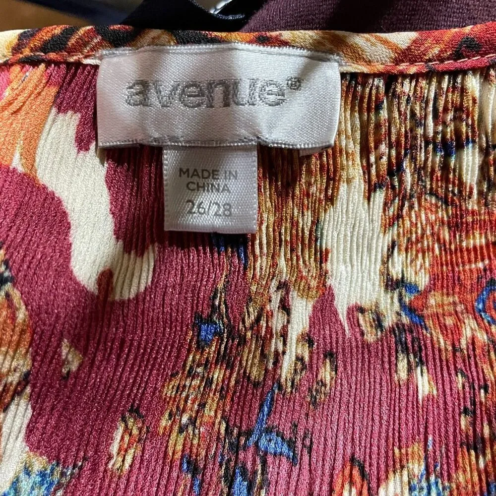 Avenue Womens Keyhole Blouse Smock Bodice Boho Peasant Sleeves Plus Size 26 c Black - Image 10