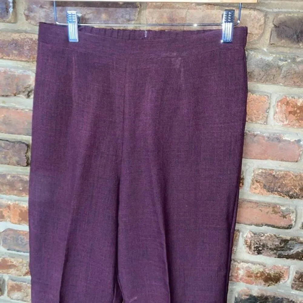 Burgundy Purple Slim Fit Tapered Pleated Dress Pants Women's Size 8 - Image 2