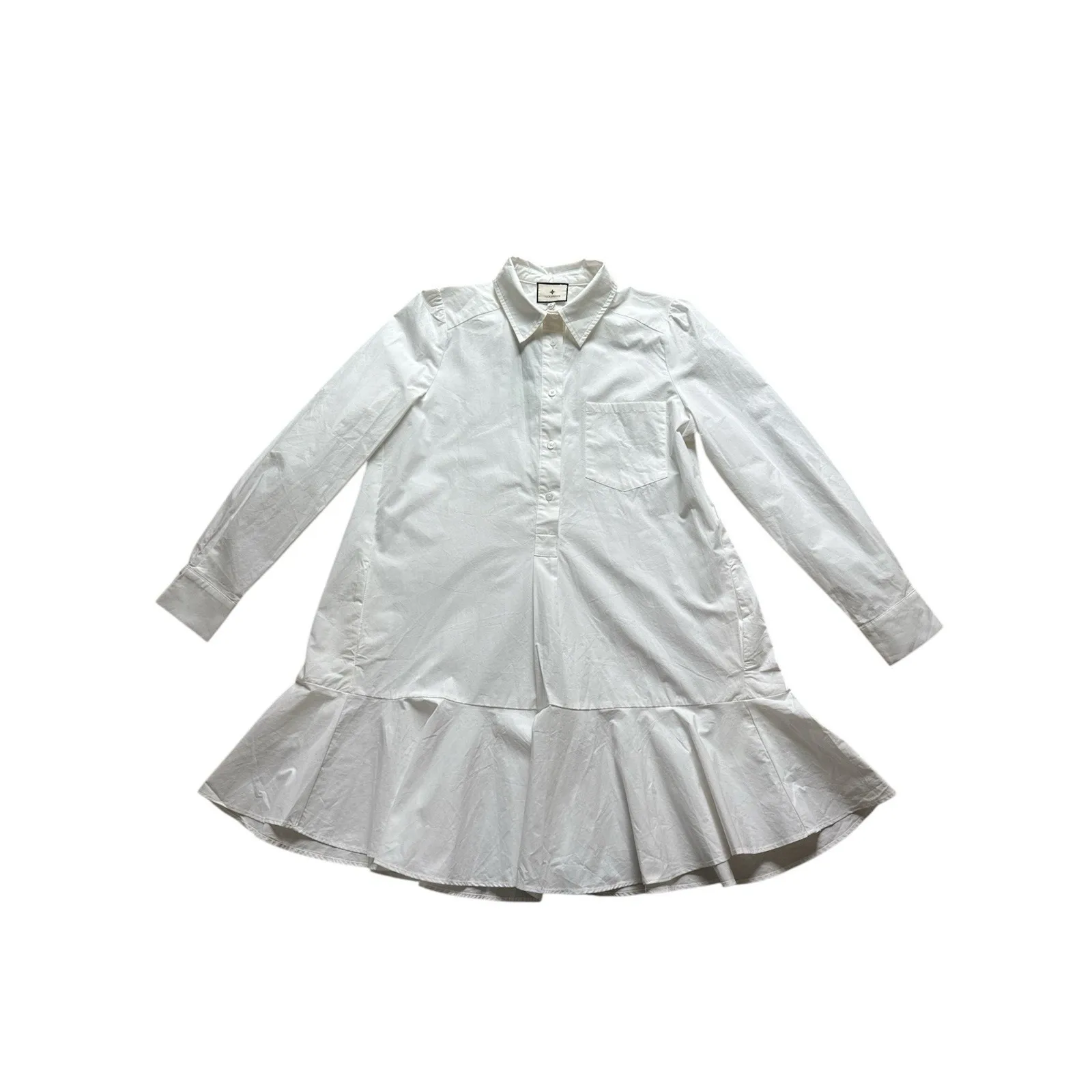 NWT TUCKERNUCK Callahan Shirt Dress Womens Small White Drop Waist Button Down - Image 2