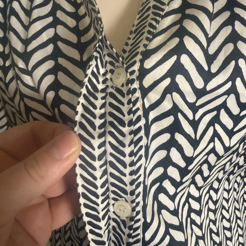 Hatley Black White Cotton Tunic Dress Coverup L Large Boho Print 3/4 Sleeve - Image 3