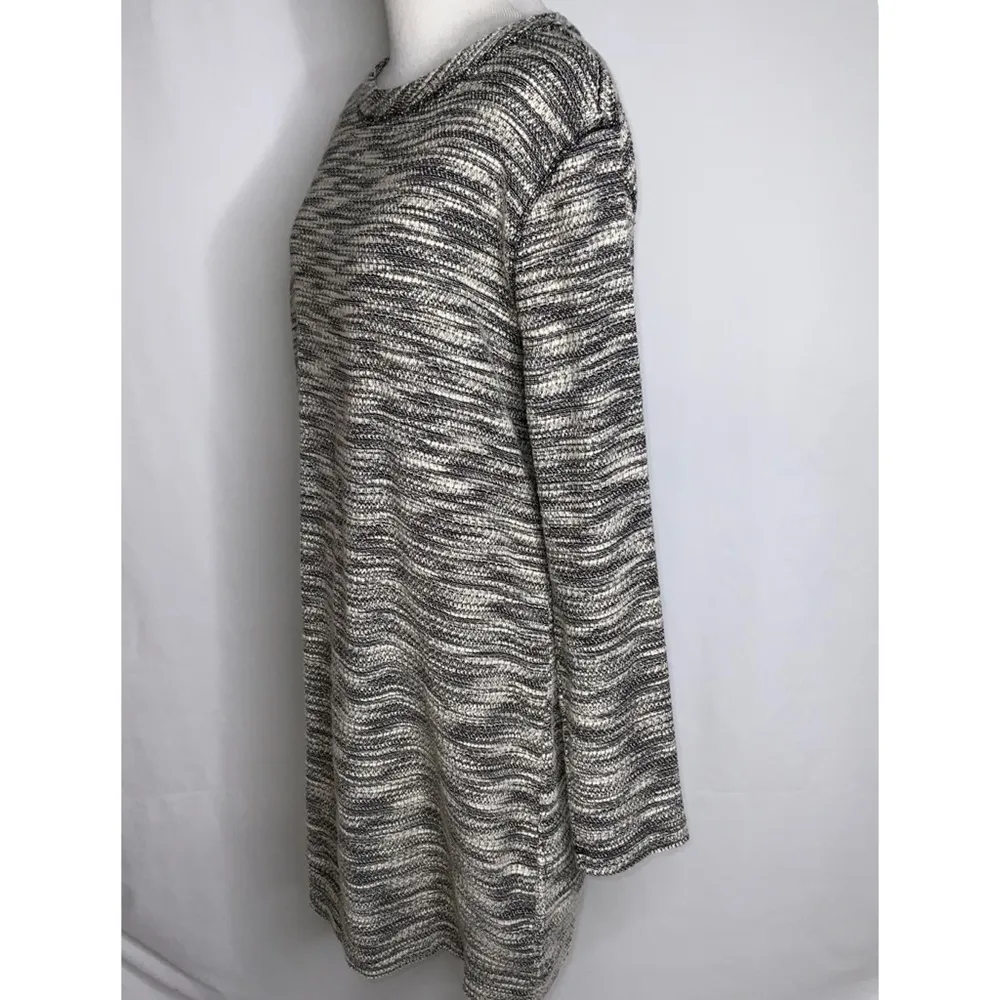Lou & Grey Black & White Marbled Long Sleeves Short Knit Fall Winter Dress M - Image 8