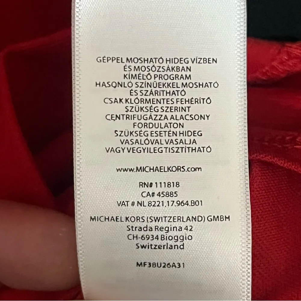 NWT‎ Michael Kors Red/Black Colorblock Gold Studded Lined Sheath Dress Size 8 - Image 6